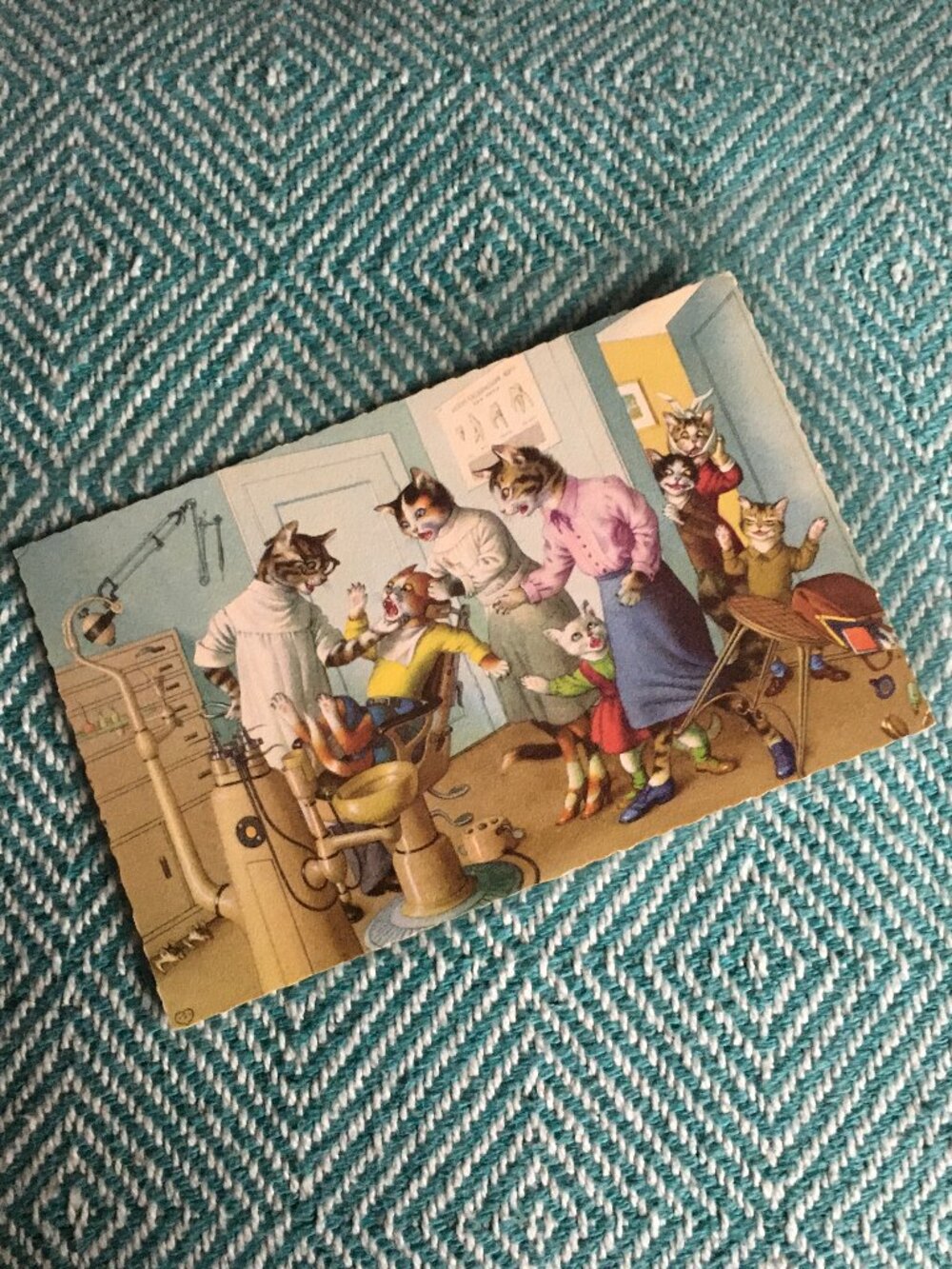 Vintage Alfred Mainzer Anthropomorphic Dentist Office Postcard